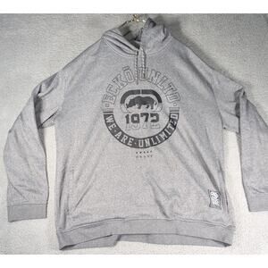 Ecko Unltd Hoodie Mens Size 4XL Grey Long Sleeve Hoodie Y2K Streetwear Hip Hop